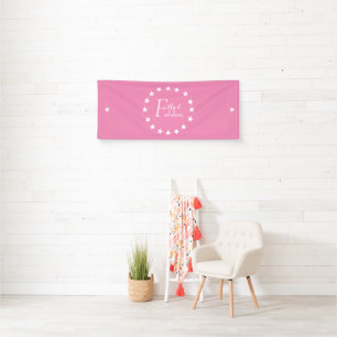 Modern Fifty and Fabulous Pink Star Birthday Banner