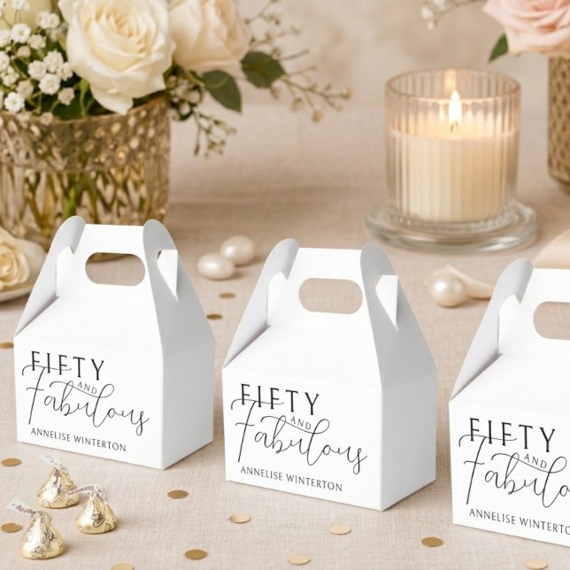 Modern Fifty and Fabulous Script 50th Birthday Favour Box (Creator Uploaded)