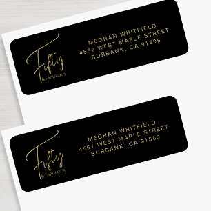 Modern Fifty and Fabulous Script 50th Birthday Return Address Label