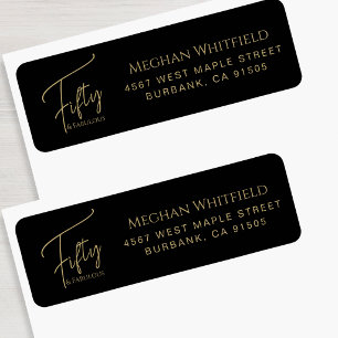 Modern Fifty and Fabulous Script 50th Birthday. Return Address Label