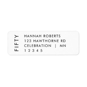 Modern Fifty Bold 50th Birthday Party Return Address Label