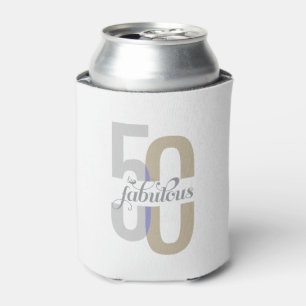 Modern Fifty & Fabulous 50th Birthday Elegant Can Cooler