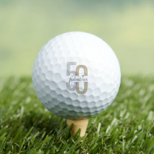 Modern Fifty & Fabulous 50th Birthday Elegant Golf Balls