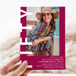 Modern FIFTY Photo 50th Birthday Party Invitation<br><div class="desc">Mark the big Five-O with flair! Our modern 50th birthday invitation is designed to be as trendy as you are. Featuring a sleek wine background that you can easily change to any desired colour and a bold white 'FIFTY' text, it's the perfect way to set the tone for an unforgettable...</div>