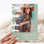 Modern FIFTY Photo 50th Birthday Party Invitation<br><div class="desc">Mark the big Five-O with flair! Our modern 50th birthday invitation is designed to be as trendy as you are. Featuring a sleek mint green background that you can easily change to any desired color and a bold white 'FIFTY' text, it's the perfect way to set the tone for an...</div>