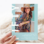 Modern FIFTY Photo 50th Birthday Party Invitation<br><div class="desc">Mark the big Five-O with flair! Our modern 50th birthday invitation is designed to be as trendy as you are. Featuring a sleek teal background that you can easily change to any desired colour and a bold white 'FIFTY' text, it's the perfect way to set the tone for an unforgettable...</div>