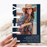 Modern FIFTY Photo 50th Birthday Party Invitation<br><div class="desc">Mark the big Five-O with flair! Our modern 50th birthday invitation is designed to be as trendy as you are. Featuring a sleek navy blue background that you can easily change to any desired colour and a bold white 'FIFTY' text, it's the perfect way to set the tone for an...</div>