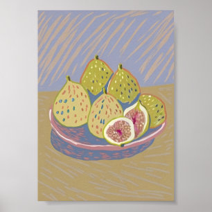 Modern Fig Still Life Pastel Painterly Fruit Art Poster