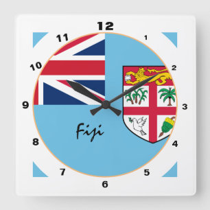 Modern Fiji design, Fijian Flag trendy Home Square Wall Clock