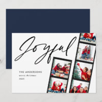 Modern film strip 5 Photo Joyful Christmas blue