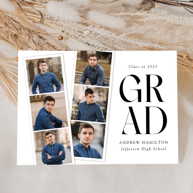 Modern Filmstrip 6 Photo Collage Graduation Announcement (Creator Uploaded)