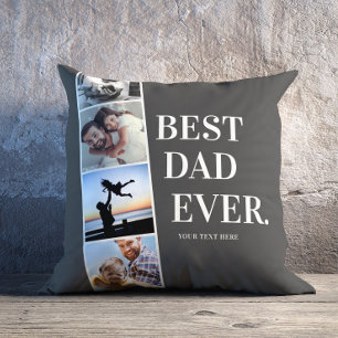 Modern Filmstrip Best Dad Ever Photo Collage Cushion