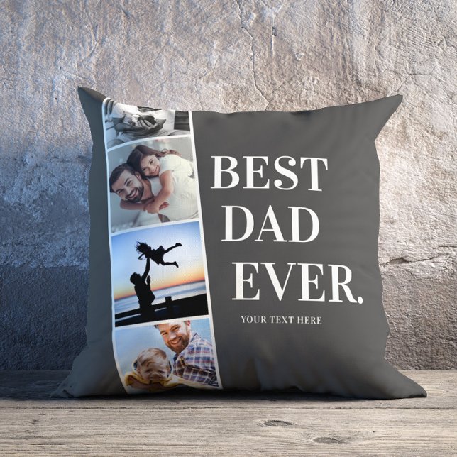 Modern Filmstrip Best Dad Ever Photo Collage Cushion (Creator Uploaded)