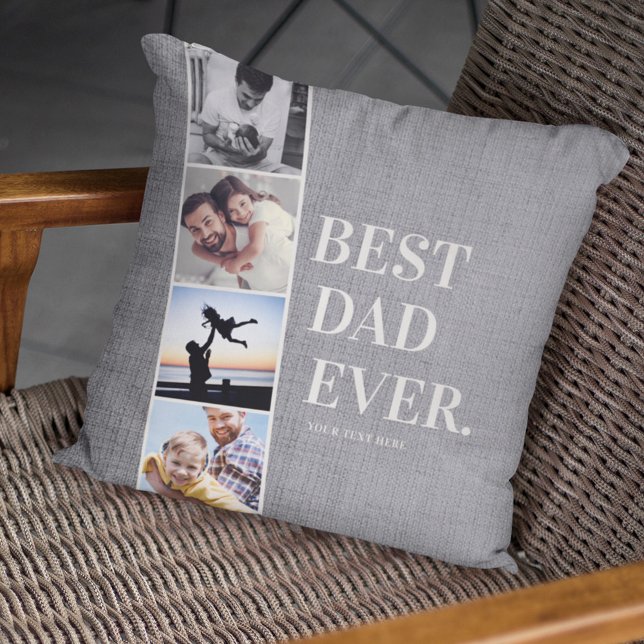 Modern Filmstrip Best Dad Ever Photo Collage  Cushion (Creator Uploaded)