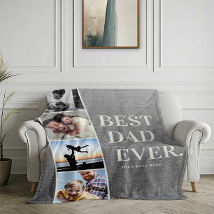 Modern Filmstrip Best Dad Ever Photo Collage Fleece Blanket