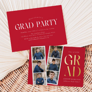 Modern Filmstrip Red 6 Photo Graduation Party