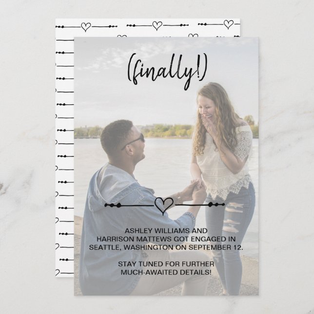 Modern Finally Heart Engagement Save The Date (Front/Back)