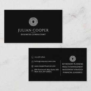 Modern Financial Advisor Black Business Card