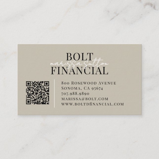 Modern Financial Advisor QR Code Business Card (Front)