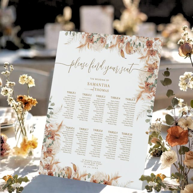 Modern Find Your Seat Wedding Seating Chart Pedestal Sign (Creator Uploaded)