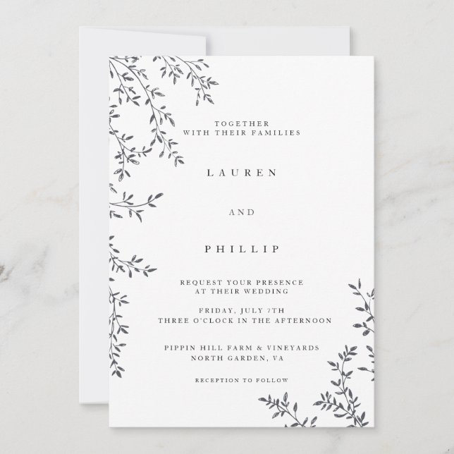 Modern Fine Art Floral Wedding Invitations (Front)