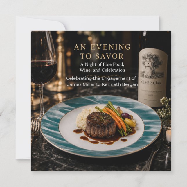 Modern Fine Dining Engagement Dinner  Invitation (Front)