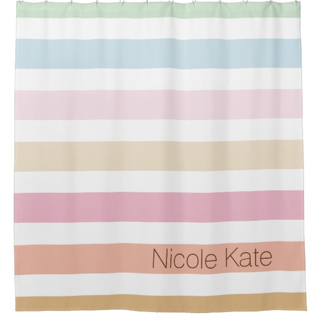 modern fine pastel colours custom monogram shower curtain (Front)