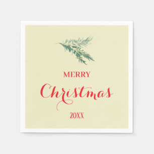 Modern fir tree branch for Christmas Napkin
