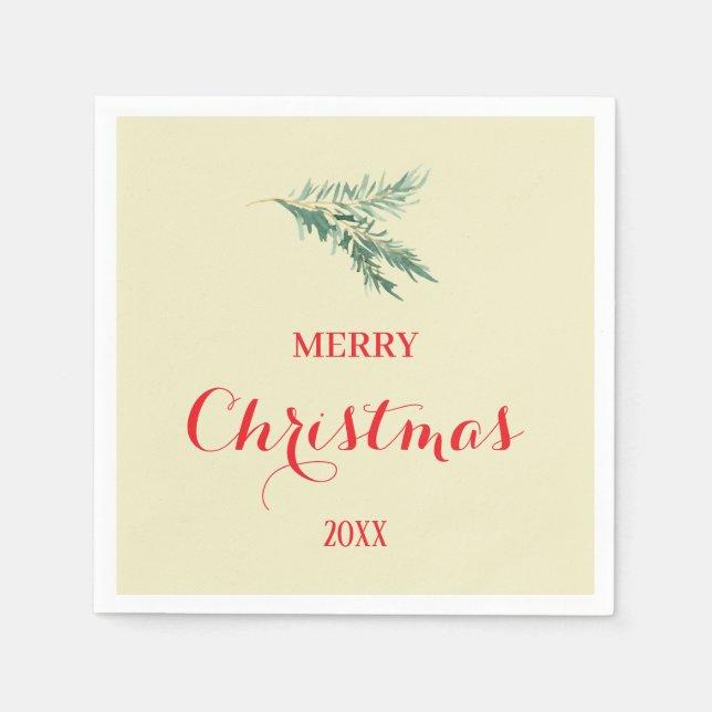 Modern fir tree branch for Christmas Napkin (Front)