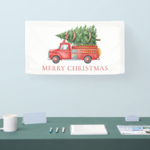 Modern Firefighter Christmas Fire Truck  Banner