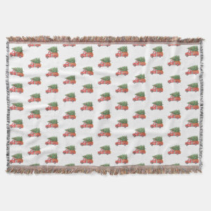 Modern Firefighter Christmas Fire Truck  Throw Blanket