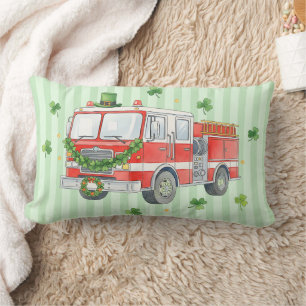 Modern Firefighter St. Patrick's Day Fire Truck Lumbar Cushion