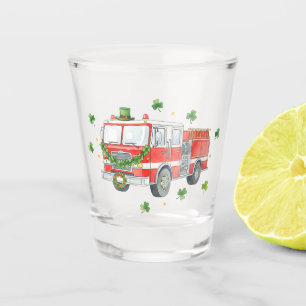 Modern Firefighter St. Patrick's Day Fire Truck Shot Glass