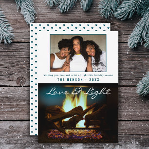 Modern Fireplace Fire Wood Cosy Christmas Photo Card