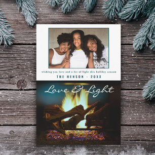 Modern Fireplace Fire Wood Cosy Christmas Photo Card