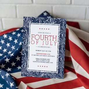 Modern Fireworks Fourth of July Party Invitation