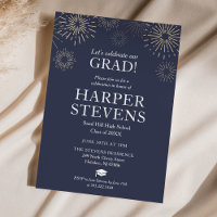 Modern Fireworks Graduation Party Invitation