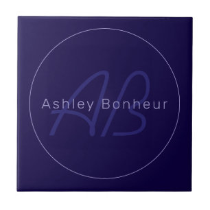 Modern First and Last Name w/Monogram Ceramic Tile