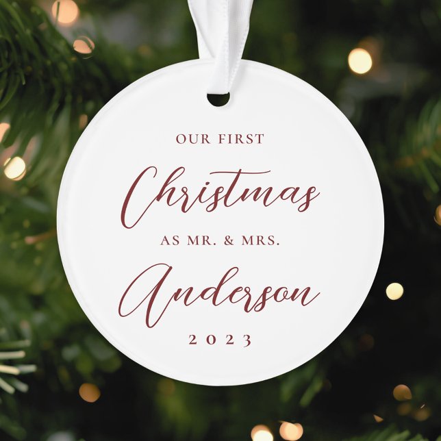 Modern First Christmas as Mr. Mrs. Photo Ornament (Creator Uploaded)