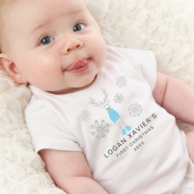 Modern First Christmas Cosy Reindeer Baby Bodysuit (Modern First Christmas Cozy Reindeer Baby Bodysuit)