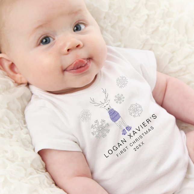 Modern First Christmas Cosy Reindeer Baby Bodysuit (Modern First Christmas Cozy Reindeer Baby Bodysuit)