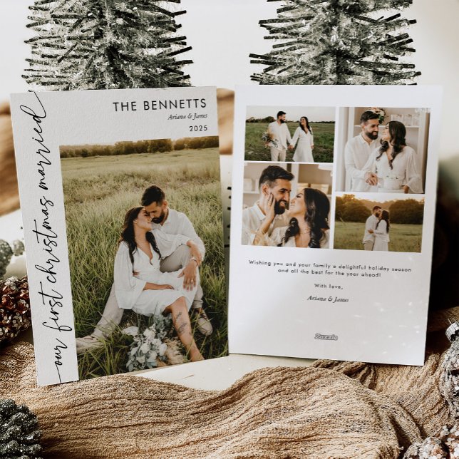 Modern First Christmas Married Photo Christmas Holiday Card (Creator Uploaded)