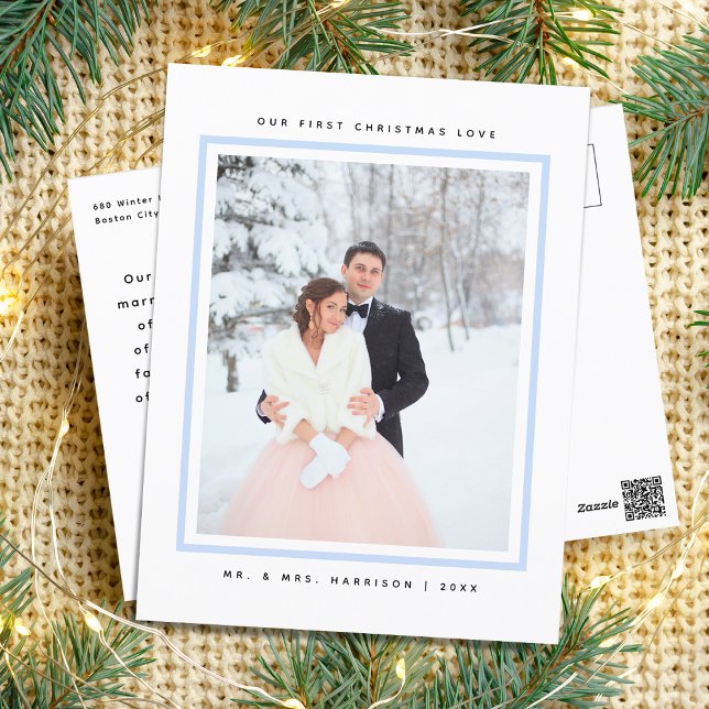 Modern First Christmas Mr and Mrs Photo Holiday Postcard (Modern First Christmas Mr and Mrs Photo Holiday Postcard)