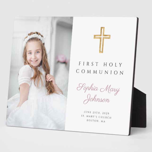 Modern First Communion Girl Photo  Plaque (Side)