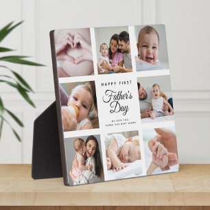 Modern First Father's Day Baby Photo Collage Plaque