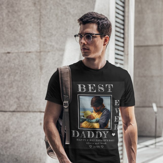 Modern First Fathers Day custom photo and text  T-Shirt (Creator Uploaded)