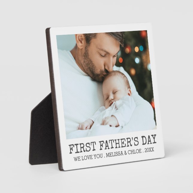 Modern FIRST FATHERS DAY One Photo Plaque (Front)