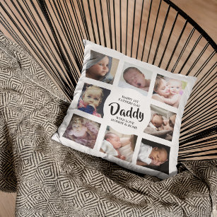 Modern   First Fathers Day   Photo Collage Throw P Cushion