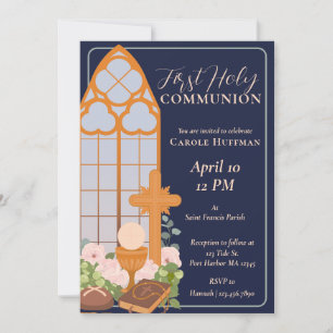 Modern First Holy Communion Eucharist Invitation