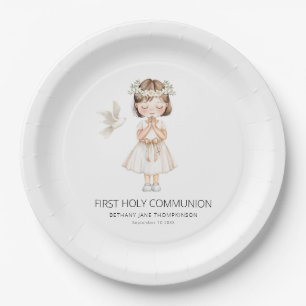 Modern First Holy Communion for Girl Paper Plate